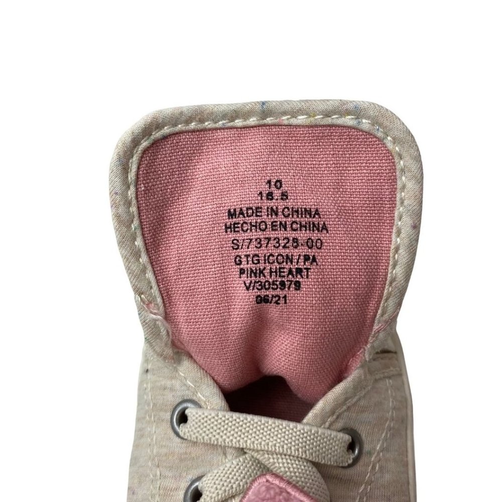 Old Navy Cream with Pink Heart Girls' Sneaker Size 10 - Picture 4 of 5